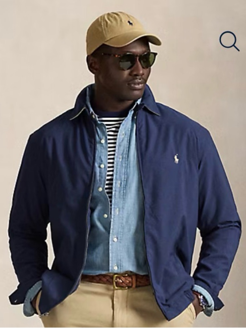 Ralph Lauren Navy Lightweight Zip Jacket with Embroidered Pony